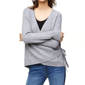 LOFT Gray Ballet Wrap Cozy Open Sweater Cardigan